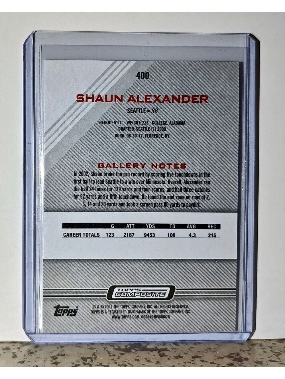 Shaun Alexander 2023 Topps Gallery NFL #400 Football Card Seattle Seahawks